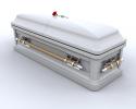 This matte finish silver casket combines the security of metal with the natural allure of wood.